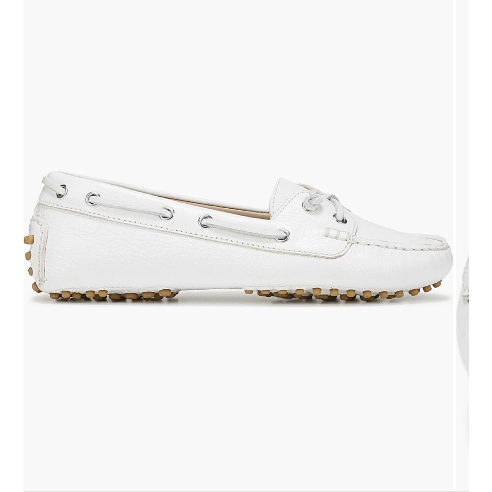 Veronica Beard white leather Jia boat shoes women’s size 8 NWB - Picture 3 of 5